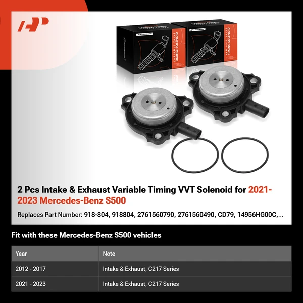 2 Pcs Intake & Exhaust Variable Timing VVT Solenoid for 2021-2023 Mercedes-Benz S500