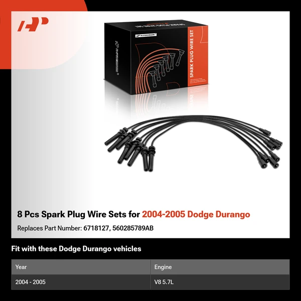 8 Pcs Spark Plug Wire Sets for 2004-2005 Dodge Durango