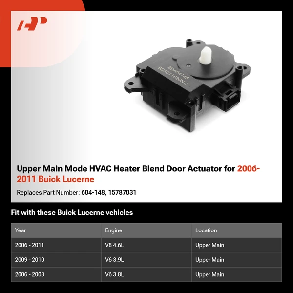 Upper Main Mode HVAC Heater Blend Door Actuator for 2006-2011 Buick Lucerne