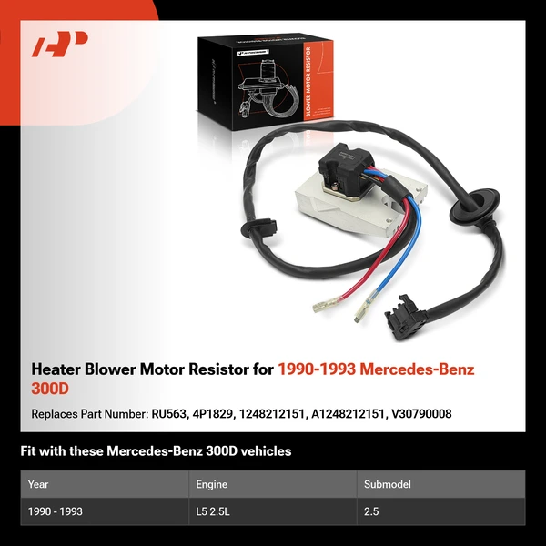 Heater Blower Motor Resistor for 1990-1993 Mercedes-Benz 300D