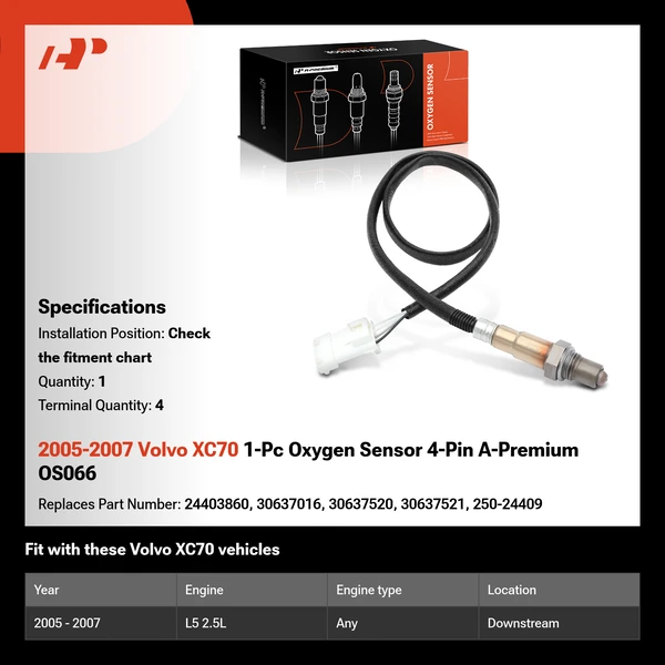 2005-2007 Volvo XC70 1-Pc Oxygen Sensor 4-Pin A-Premium OS066