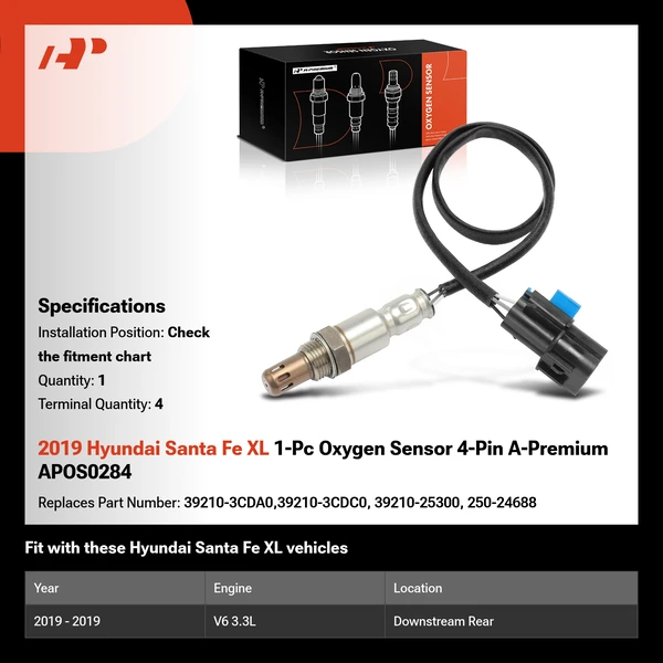2019 Hyundai Santa Fe XL 1-Pc Oxygen Sensor 4-Pin A-Premium APOS0284