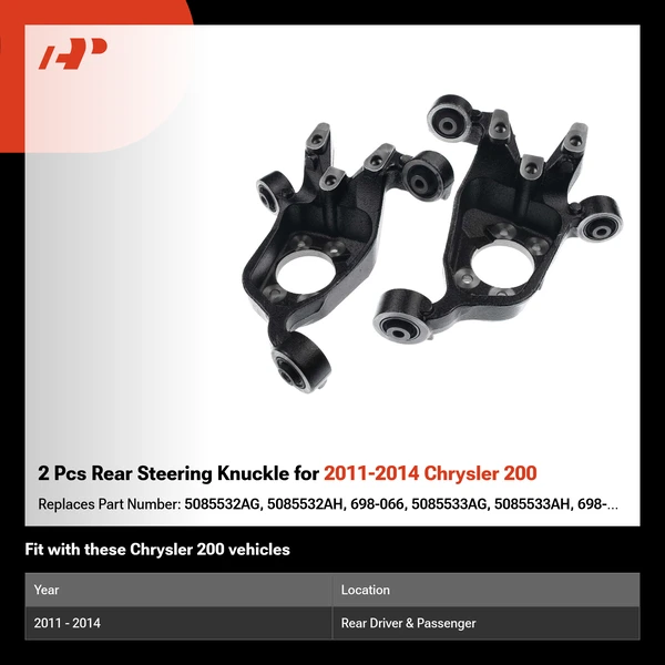 2 Pcs Rear Steering Knuckle for 2011-2014 Chrysler 200