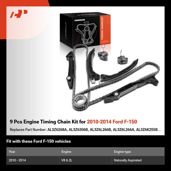 9 Pcs Engine Timing Chain Kit for 2010-2014 Ford F-150