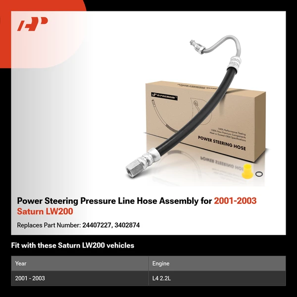 Power Steering Pressure Line Hose Assembly for 2001-2003 Saturn LW200