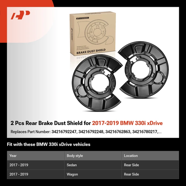 2 Pcs Rear Brake Dust Shield for 2017-2019 BMW 330i xDrive
