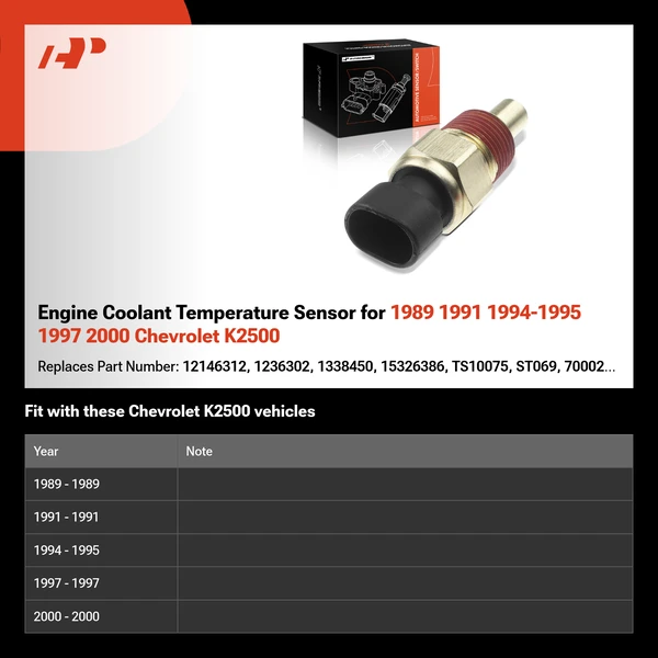 Engine Coolant Temperature Sensor for 1989 1991 1994-1995 1997 2000 Chevrolet K2500