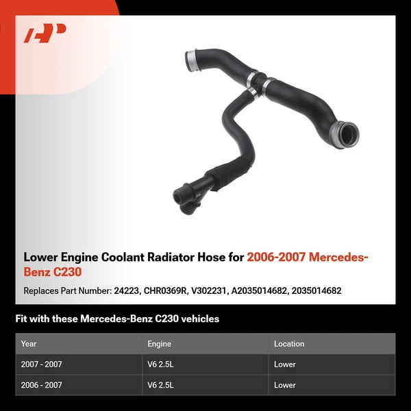 Lower Engine Coolant Radiator Hose for 2006-2007 Mercedes-Benz C230