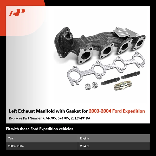 Left Exhaust Manifold with Gasket for 2003-2004 Ford Expedition