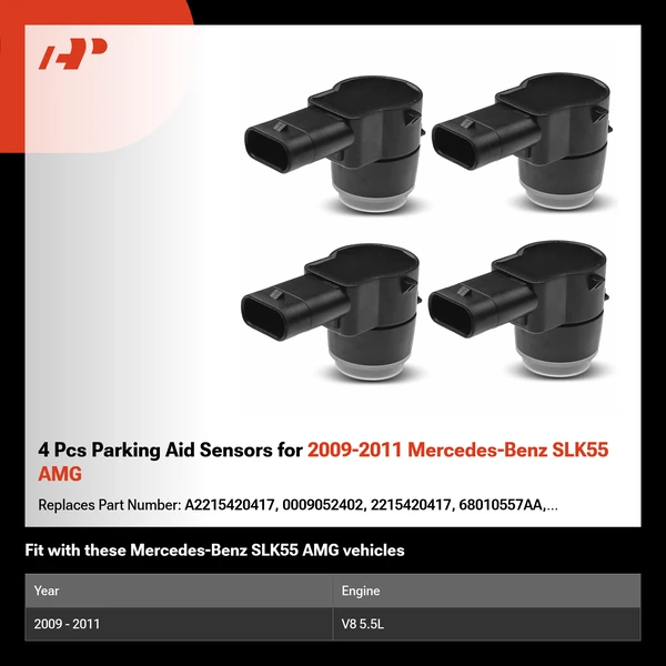 4 Pcs Parking Aid Sensors for 2009-2011 Mercedes-Benz SLK55 AMG