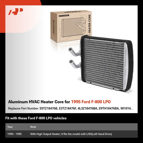 Aluminum HVAC Heater Core for 1995 Ford F-800 LPO