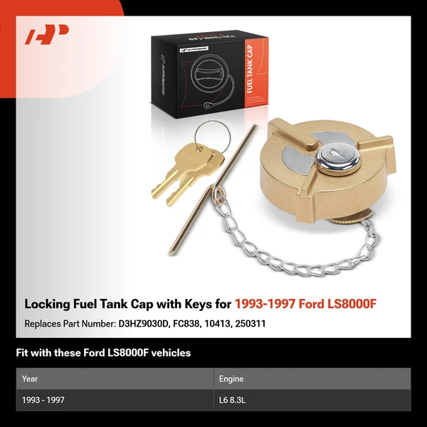 Locking Fuel Tank Cap with Keys for 1993-1997 Ford LS8000F