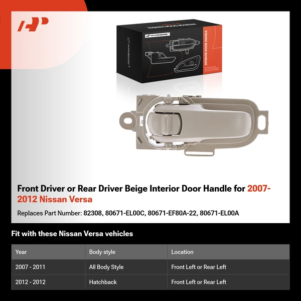 Front Driver or Rear Driver Beige Interior Door Handle for 2007-2012 Nissan Versa