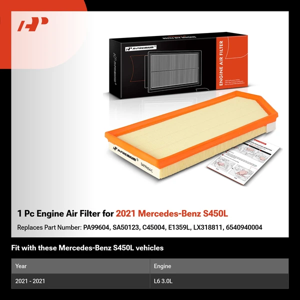 1 Pc Engine Air Filter for 2021 Mercedes-Benz S450L
