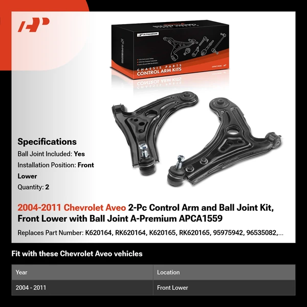 2004-2011 Chevrolet Aveo 2-Pc Control Arm and Ball Joint Kit, Front Lower with Ball Joint A-Premium APCA1559
