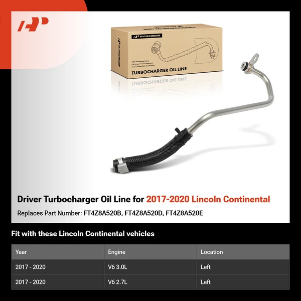 Driver Turbocharger Oil Line for 2017-2020 Lincoln Continental