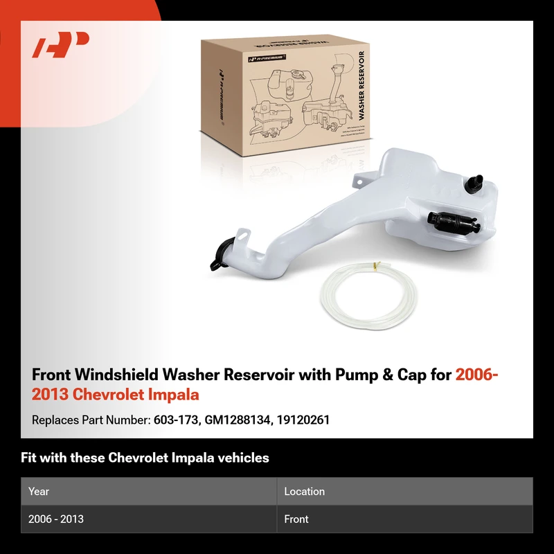 Front Windshield Washer Reservoir with Pump & Cap for 2006-2013 Chevrolet Impala