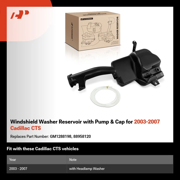 Windshield Washer Reservoir with Pump & Cap for 2003-2007 Cadillac CTS