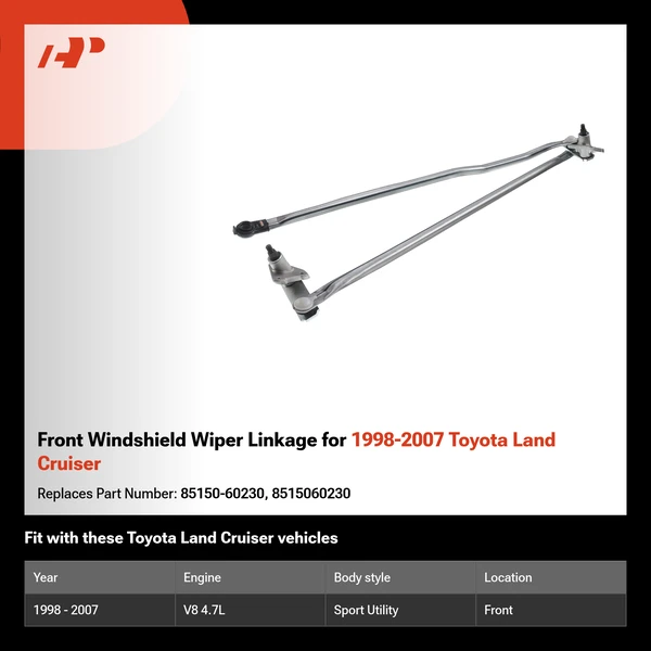 Front Windshield Wiper Linkage for 1998-2007 Toyota Land Cruiser