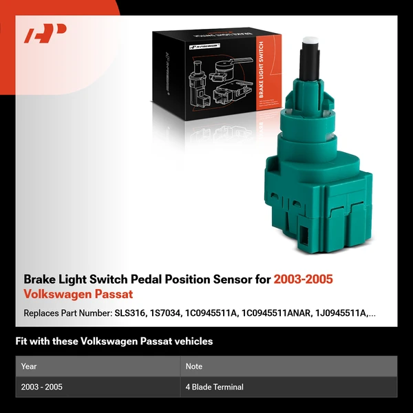 Brake Light Switch Pedal Position Sensor for 2003-2005 Volkswagen Passat