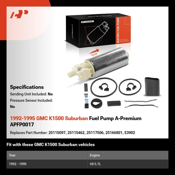 1992-1995 GMC K1500 Suburban Fuel Pump A-Premium APFP0017