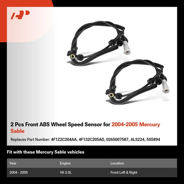 2 Pcs Front ABS Wheel Speed Sensor for 2004-2005 Mercury Sable
