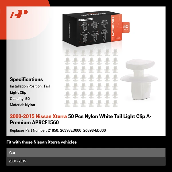2000-2015 Nissan Xterra 50 Pcs Nylon White Tail Light Clip A-Premium APRCF1560