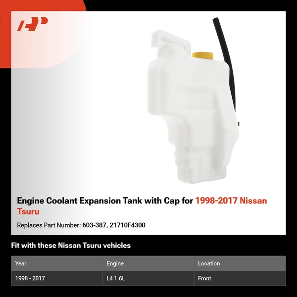 Engine Coolant Expansion Tank with Cap for 1998-2017 Nissan Tsuru