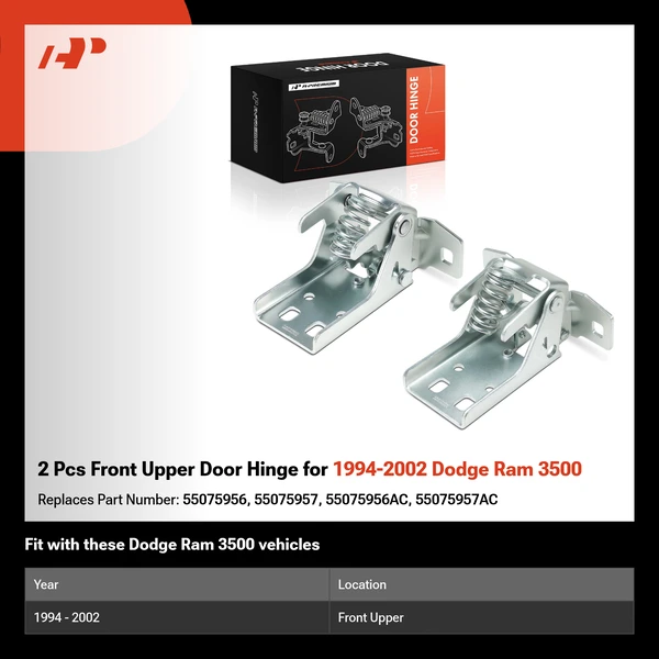 2 Pcs Front Upper Door Hinge for 1994-2002 Dodge Ram 3500
