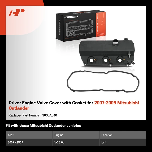 Driver Engine Valve Cover with Gasket for 2007-2009 Mitsubishi Outlander