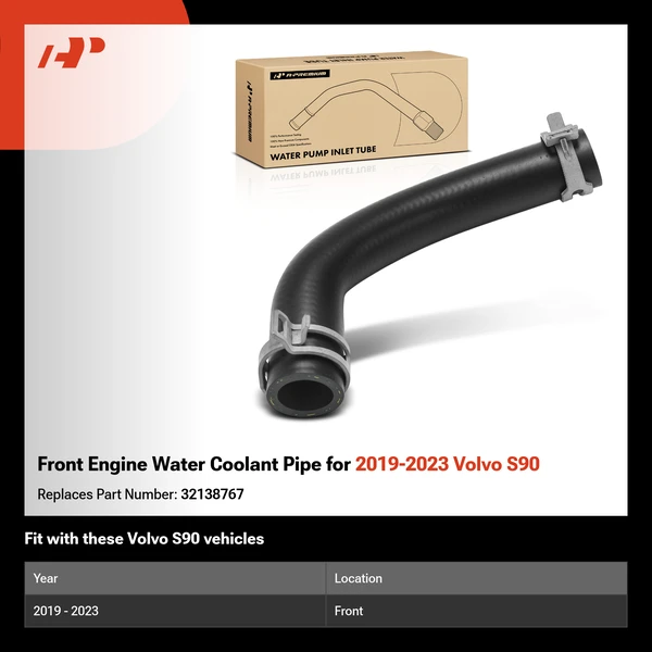 Front Engine Water Coolant Pipe for 2019-2023 Volvo S90