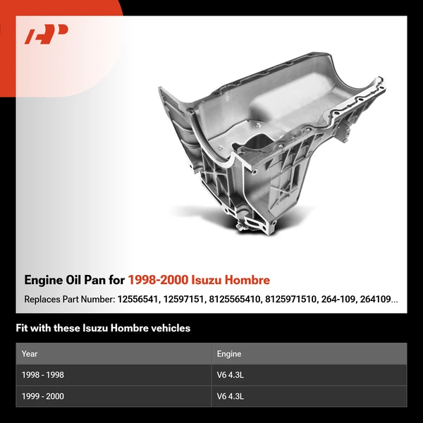Engine Oil Pan for 1998-2000 Isuzu Hombre