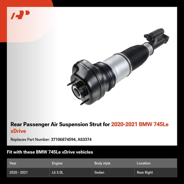 Rear Passenger Air Suspension Strut for 2020-2021 BMW 745Le xDrive