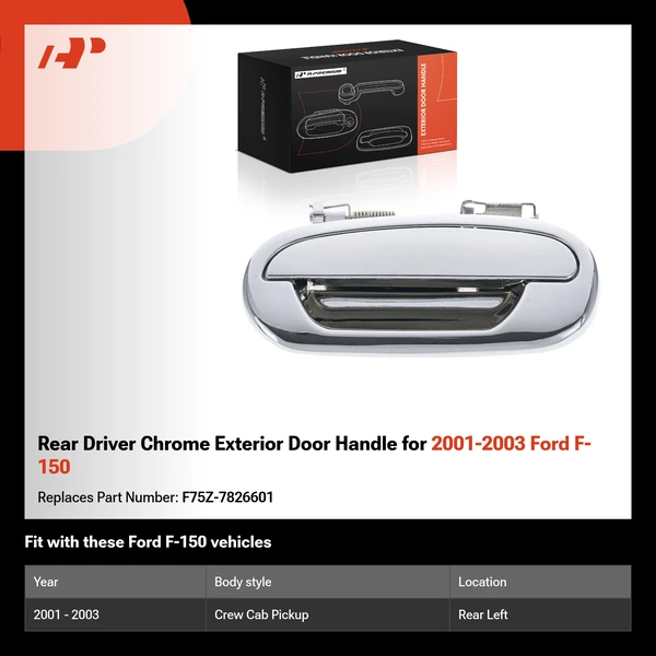 Rear Driver Chrome Exterior Door Handle for 2001-2003 Ford F-150