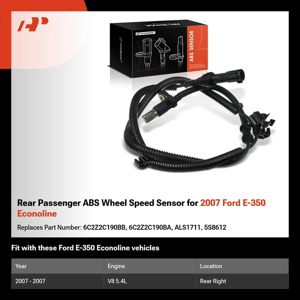 Rear Passenger ABS Wheel Speed Sensor for 2007 Ford E-350 Econoline