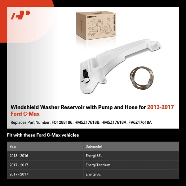 Windshield Washer Reservoir with Pump and Hose for 2013-2017 Ford C-Max