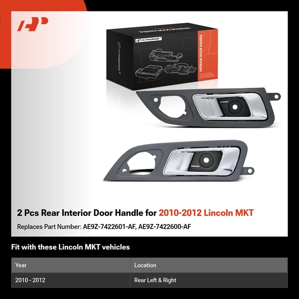 2 Pcs Rear Interior Door Handle for 2010-2012 Lincoln MKT