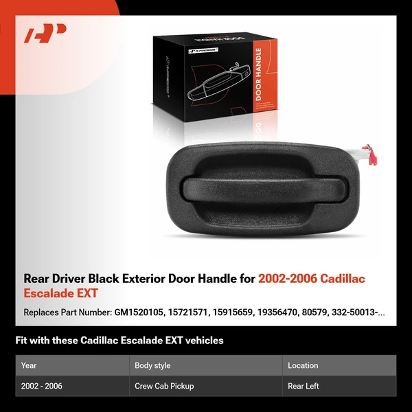 Rear Driver Black Exterior Door Handle for 2002-2006 Cadillac Escalade EXT