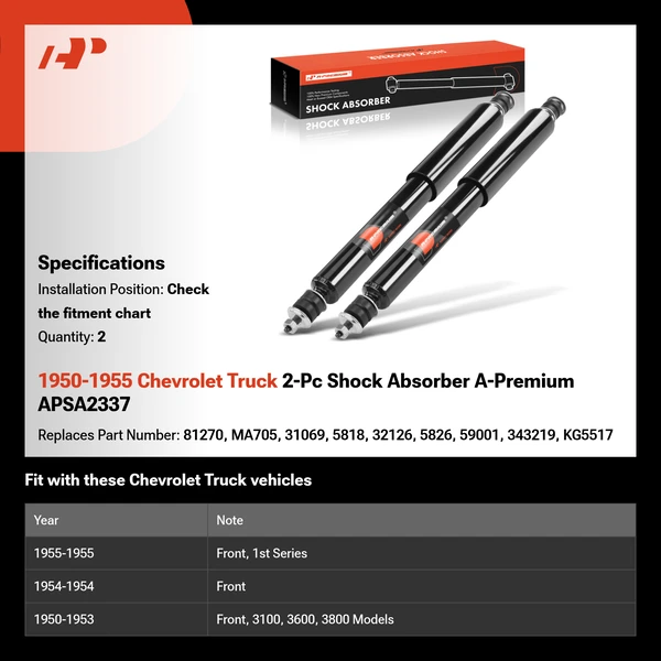 1950-1955 Chevrolet Truck 2-Pc Shock Absorber A-Premium APSA2337