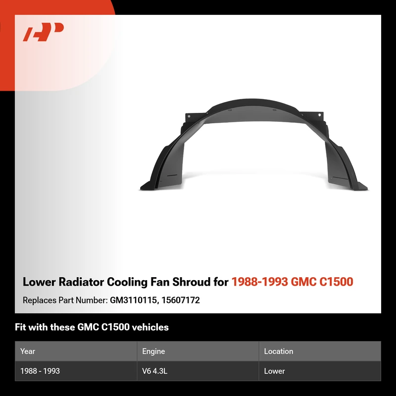 Lower Radiator Cooling Fan Shroud for 1988-1993 GMC C1500