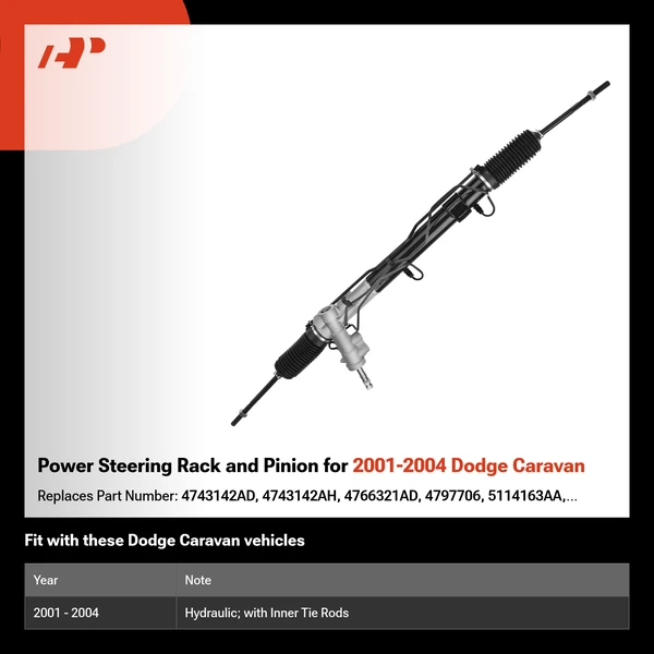 Power Steering Rack and Pinion for 2001-2004 Dodge Caravan