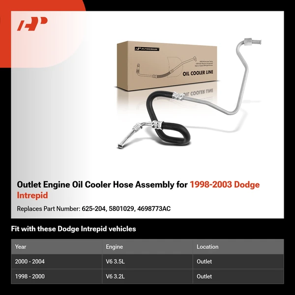 Outlet Engine Oil Cooler Hose Assembly for 1998-2003 Dodge Intrepid
