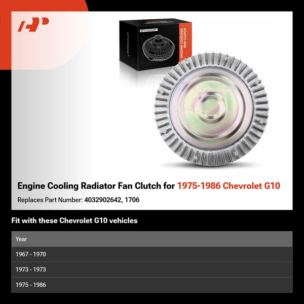 Engine Cooling Radiator Fan Clutch for 1975-1986 Chevrolet G10