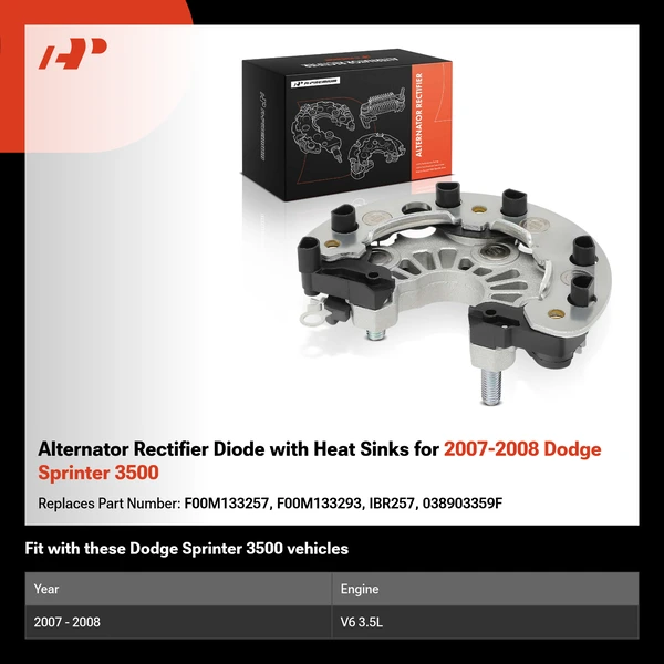Alternator Rectifier Diode with Heat Sinks for 2007-2008 Dodge Sprinter 3500