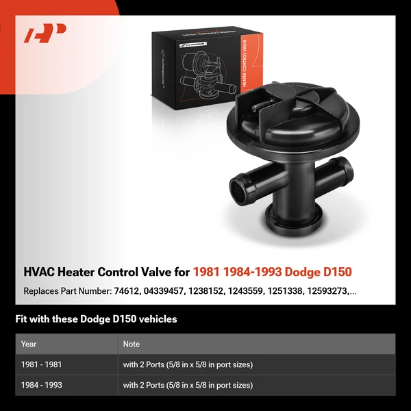 HVAC Heater Control Valve for 1981 1984-1993 Dodge D150