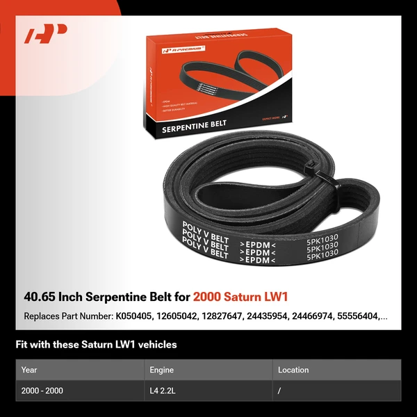 40.65 Inch Serpentine Belt for 2000 Saturn LW1