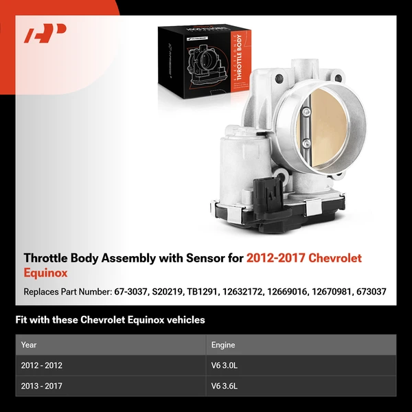 Throttle Body Assembly with Sensor for 2012-2017 Chevrolet Equinox