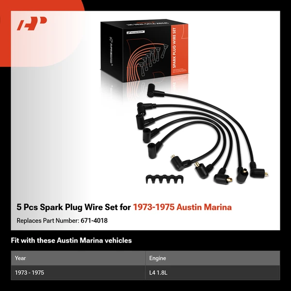 5 Pcs Spark Plug Wire Set for 1973-1975 Austin Marina