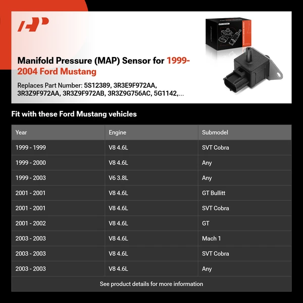 Manifold Pressure (MAP) Sensor for 1999-2004 Ford Mustang