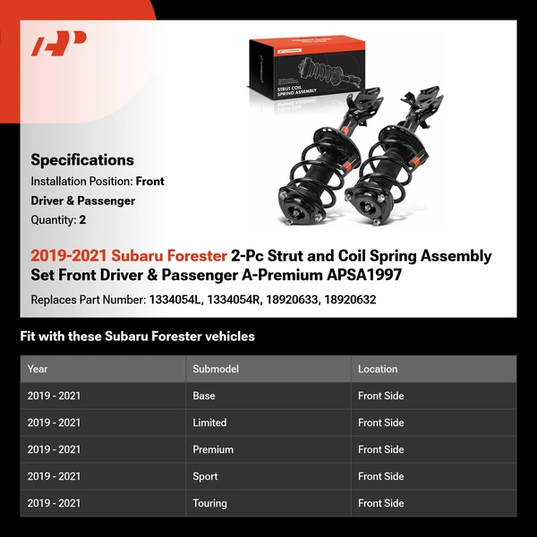 2019-2021 Subaru Forester 2-Pc Strut and Coil Spring Assembly Set Front Driver & Passenger A-Premium APSA1997